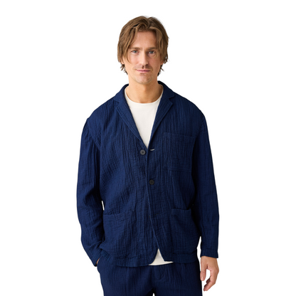 Knowledge Cotton Dobby Blazer Indigo