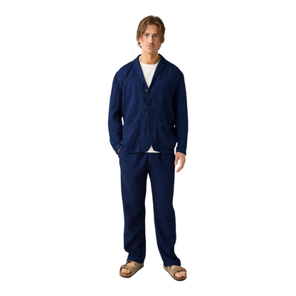 Knowledge Cotton Dobby Blazer Indigo