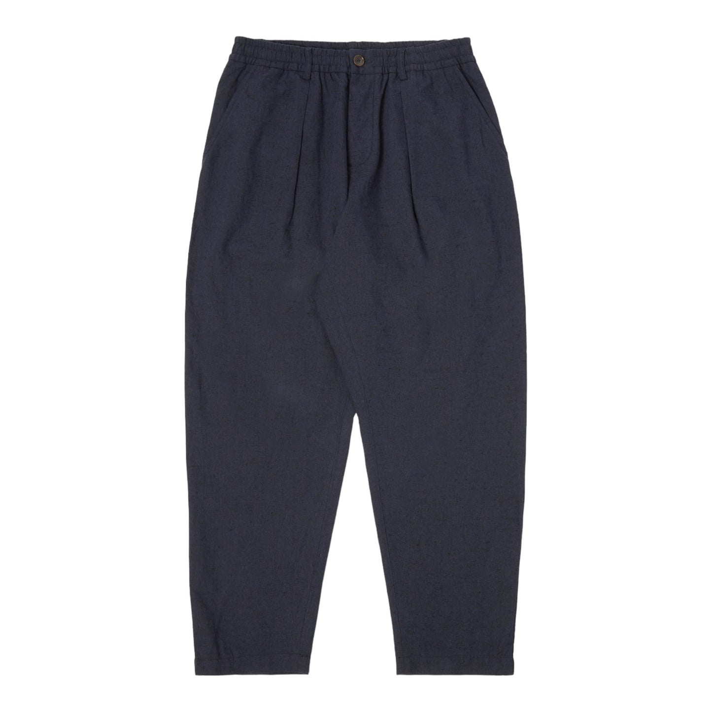 Universal Works Pleated Track Pant In Navy Lord Cotton Linen