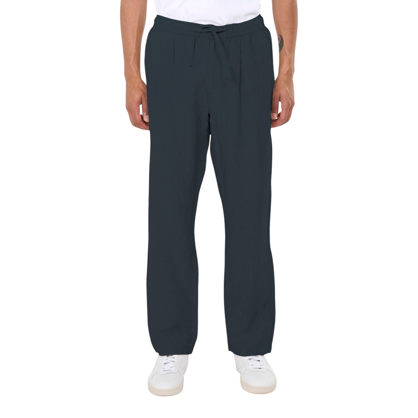 Knowledge Cotton Fig Loose Linen Pants Total Eclipse