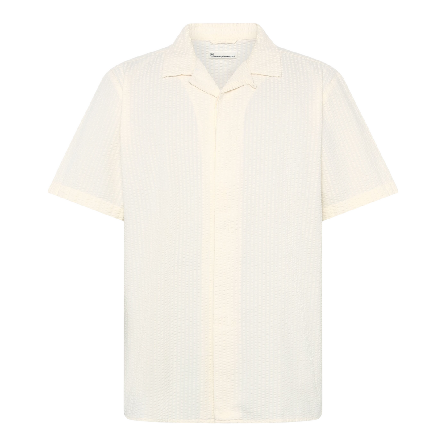 Knowledge Cotton Relaxed Seersucker Shirt Egret